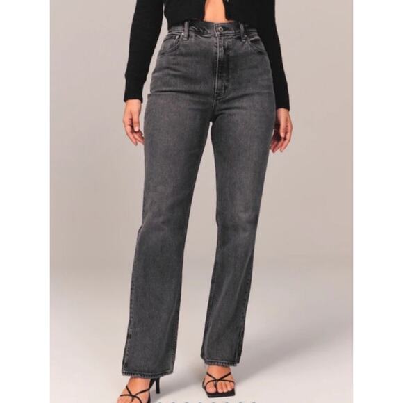 Abercrombie & Fitch Black The 90s Straight Ultra High Rise Jeans Size 27 / 4S - Picture 1 of 9